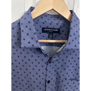 Mizzen+Main Leeward Mens Blue Geometric Print Short Sleeve Shirt Classic Fit L